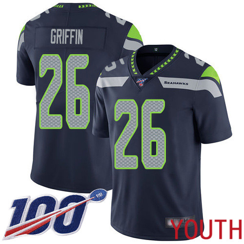 Seattle Seahawks Limited Navy Blue Youth Shaquill Griffin Home Jersey NFL Football #26 100th Season Vapor Untouchable->women nfl jersey->Women Jersey
